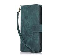 Funda para Samsung Galaxy S25 Plus con diseño de mariposa, a prueba de golpes, con ranura para tarjeta, cierre magnético, color verde