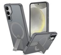 Funda para Samsung Galaxy S25 Plus/S24 Plus con Soporte Compatible MagSafe, Magnética Carcasa S25 Plus/S24 Plus Soporte Protección Militar Fina Antigolpes Case Translúcida Mate Trasera, Gris