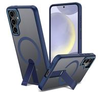 Funda para Samsung Galaxy S25 Plus/S24 Plus con Soporte Compatible MagSafe, Magnética Carcasa S25 Plus/S24 Plus Soporte Protección Militar Fina Antigolpes Case Translúcida Mate Trasera, Azul