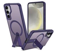 Funda para Samsung Galaxy S25 Plus/S24 Plus con Soporte Compatible MagSafe, Magnética Carcasa S25 Plus/S24 Plus Soporte Protección Militar Fina Antigolpes Case Translúcida Mate Trasera, Púrpura