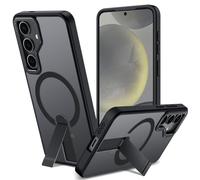 Funda para Samsung Galaxy S25/S24 con Soporte Compatible MagSafe, Magnética Carcasa Samsung S25/S24 Soporte Protección Militar Fina Antigolpes Case Translúcida Mate Trasera, Negro