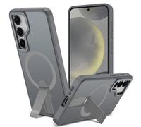 Funda para Samsung Galaxy S25/S24 con Soporte Compatible MagSafe, Magnética Carcasa Samsung S25/S24 Soporte Protección Militar Fina Antigolpes Case Translúcida Mate Trasera, Gris