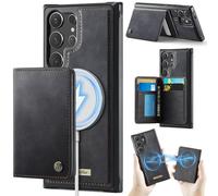 Funda para Samsung Galaxy S25 Ultra,Cartera MagSafe Magnética con Bloqueo RFID, Funda de Cierre Magnético, Cartera de Cuero PU con Soporte, Ranura para Tarjetas, Case para Galaxy S25 Ultra, Negro