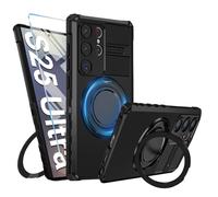 Funda para Samsung Galaxy S25 Ultra con protector de pantalla S25 Ultra, con Mag-safe 360 grados magnético anillo soporte S25 Ultra funda para teléfono móvil funda antigolpes para Samsung S25 Ultra