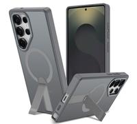 Funda para Samsung Galaxy S25 Ultra con Soporte Compatible MagSafe, Magnética Carcasa Samsung S25 Ultra Soporte Protección Militar Fina Antigolpes Case Translúcida Mate Trasera, Gris