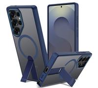 Funda para Samsung Galaxy S25 Ultra con Soporte Compatible MagSafe, Magnética Carcasa Samsung S25 Ultra Soporte Protección Militar Fina Antigolpes Case Translúcida Mate Trasera, Azul