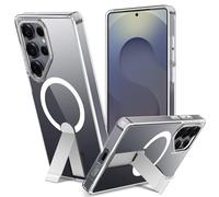 Funda para Samsung Galaxy S25 Ultra con Soporte Compatible MagSafe, Magnética Carcasa Samsung S25 Ultra Soporte Protección Militar Fina Antigolpes Case Anti-Amarillo, Transparente