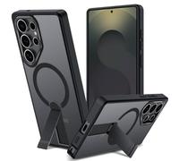 Funda para Samsung Galaxy S25 Ultra con Soporte Compatible MagSafe, Magnética Carcasa Samsung S25 Ultra Soporte Protección Militar Fina Antigolpes Case Translúcida Mate Trasera, Negro