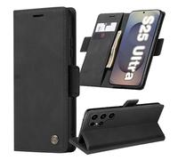 Funda para Samsung Galaxy S25 Ultra, Funda Flip Folio, Funda de Piel con Tapa, Flip Wallet Case, Protección Integral de 360° con Ranuras para Tarjetas, Cierre Magnético y Función Atril, Negro