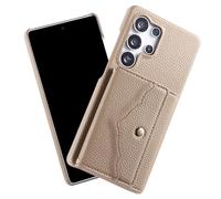Funda para Samsung Galaxy S25 Ultra/S25 Plus/S25, Litchi cicatrices patrón de piel para teléfono móvil con tarjetero, correa para el hombro, marrón, S25 Ultra