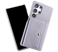 Funda para Samsung Galaxy S25 Ultra/S25 Plus/S25, Litchi cicatrices patrón de piel para teléfono móvil con tarjetero, correa de hombro, cromo, S25 Ultra