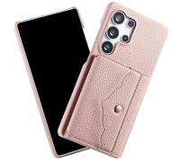 Funda para Samsung Galaxy S25 Ultra/S25 Plus/S25, Litchi cicatrices patrón de piel para teléfono móvil con tarjetero, correa para el hombro, rosa, S25 Ultra