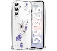 Funda para Samsung Galaxy S26 5G, funda de silicona suave TPU con flores Galaxy S26 5G, funda fina y suave, diseño de mariposas, transparente, para Samsung S26 5G Case (morado)