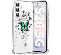 Funda para Samsung Galaxy S26 5G, funda de silicona suave TPU flores Galaxy S26 5G funda protectora fina suave patrón de mariposas transparente funda para Samsung S26 5G Case (verde)