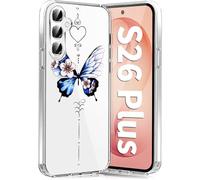 Funda para Samsung Galaxy S26 Plus 5G, funda suave de silicona TPU con flores Galaxy S26 Plus 5G, funda fina y suave, diseño de mariposas, funda transparente para Samsung S26 + 5G Case (azul)