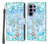 Funda para Samsung Galaxy S26 Ultra de piel sintética, tipo cartera, con función atril, magnética, multipatrón, compatible con Samsung S26 Ultra, torre