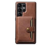 Funda para Samsung Galaxy S26 Ultra/S26 Plus/S26, Magnético Case with Carga Inalámbrica Soporte Ranura Tarjeta Guscio(Marrón,S26 Plus)