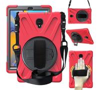 Funda para Samsung Galaxy Tab A 10.5 2018, SM-T590/T595/T597, funda giratoria de 360 grados con correa de mano y correa para el hombro, funda resistente a los golpes (rojo)