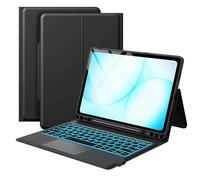 Funda para Samsung Galaxy Tab A11+/A9+ de 11 pulgadas con teclado - Folio 7 colores iluminados Tablet Cover con Touchpad - Teclado QWERTZ alemán con soporte para lápiz para Tab A11 Plus/A9 Plus de 11