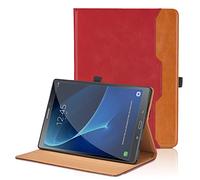 Funda para Samsung Galaxy Tab A6 10.1 Pulgadas 2016 SM-T580/T585 PU Leather Ángulos Ajustables Tablet Case con Supporto Funzione, Documentos y Pencil Soporte, Auto Reposo/Activación - Rojo