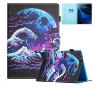 Funda para Samsung Galaxy Tab A6 10.1'' (SM-T580/T585) 2016, Flip Cover Carcasa de PU Cuero Billetera Protección Ranura para Tarjetas con Función Soporte y Auto-Reposo/Activación, Ola del Mar