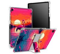 Funda para Samsung Galaxy Tab A7 Lite de 8.7 pulgadas 2021 (SM-T220/T225) con soporte para bolígrafo, parte trasera transparente con cielo de atardecer de flamenco rosa, protección de esquinas a