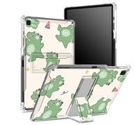 Funda para Samsung Galaxy Tab A7 Lite de 8.7 pulgadas 2021 (SM-T220/T225) con soporte para bolígrafo, parte trasera transparente con dinosaurios "Keep Happy Dinosaurios", protección de esquinas, funda