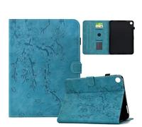 Funda para Samsung Galaxy Tab A8 10,5 Pulgadas 2021 (SM-X200/X205/X207), Carcasa Flores de Cerezo Retro con Soporte para Lápices, Múltiples ángulos de Visión, Cierre Magnético - Azul Claro