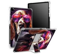 Funda para Samsung Galaxy Tab A9+/A9 Plus de 11 pulgadas 2023 (SM-X210/X216/X218) con soporte para bolígrafo, parte trasera transparente con gafas de perro, cubierta de esquina a prueba de golpes con