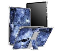 Funda para Samsung Galaxy Tab A9 de 8.7 pulgadas 2023 modelo SM-X110/X115/X117 con soporte para bolígrafo, parte trasera transparente con gato negro en nieve, protección de esquinas a prueba de golpes