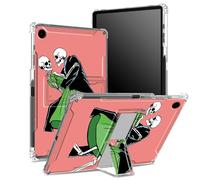 Funda para Samsung Galaxy Tab A9 de 8.7 pulgadas 2023 modelo SM-X110/X115/X117 con soporte para bolígrafo, parte trasera transparente con baile de calavera de pareja, protección de esquina a prueba de