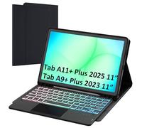 Funda para Samsung Galaxy Tab A9+ Plus de 11 pulgadas con teclado: Tab A9plus Tablet 2023 5G teclado con panel táctil e iluminación de 3 zozen-7 colores - Teclado QWERTZ alemán con soporte para lápiz