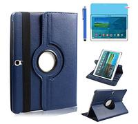 Funda para Samsung Galaxy Tab S 10.5 2014 Casos (SM-T800 T801 T805 T807),360 Rotación Soporte Protección Cubrir Tableta Case,Tener bolígrafo,Película Protectora (Deep Blue)