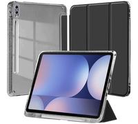 Funda para Samsung Galaxy Tab S10+ 2024/Tab S9 FE+/S9+ 2023 12,4 Pulgadas con S Pen Soporte, Slim Clara Transparente Trifold Folio Tableta Carcasa, Auto-Sueño/Estela, Negro