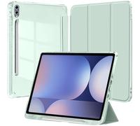 Funda para Samsung Galaxy Tab S10+ 2024/Tab S9 FE+/S9+ 2023 12,4 Pulgadas | Menta Funda Folio Fina para Tableta con Soporte para S Pen Trasera Transparente Base Tríptica Activación y Reposo Automáticos