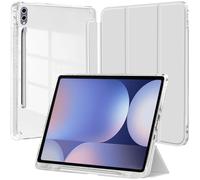Funda para Samsung Galaxy Tab S10+ 2024/Tab S9 FE+/S9+ 2023 12,4 Pulgadas | Plata Funda Folio Fina para Tableta con Soporte para S Pen Trasera Transparente Base Tríptica Activación y Reposo Automáticos