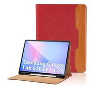 Funda para Samsung Galaxy Tab S10 FE+ 13.1" 2025/Galaxy Tab S10 FE Plus 13.1 Pulgadas 2025 PU Leather Ángulos Ajustables Tablet Case con Supporto Funzione y Bolsillo - Rojo