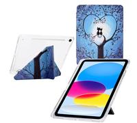 Funda para Samsung Galaxy Tab S10 FE 2025/ S9 FE 10.9" /S9 11''/Tab S10, Delgada Smart Cover con Auto-Sueño/Estela, Soporte de Visualización Multiángulo, Bandeja para Bolígrafos - Árboles y Gatos