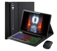 Funda para Samsung Galaxy Tab S10 Ultra/S9 Ultra/S8 Ultra de 14,6 pulgadas con Bluetooth inalámbrico iluminado teclado alemán (QWERTZ) y ratón, magnéticamente desmontable, retroiluminado