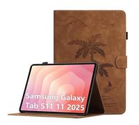 Funda para Samsung Galaxy Tab S11 11 Pulgadas 2025 SM-X730/SM-X736 PU Cuero Flip Tableta Protectora Carcasa con Función de Soporte Múltiple Ángulo Soporte Cubierta con Ranura para Tarjetas, Marrón