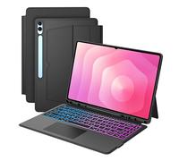 Funda para Samsung Galaxy Tab S11 Ultra 2025/S10 Ultra/S9 Ultra/S8 Ultra de 14,6 pulgadas con teclado: teclado QWERTZ alemán con panel táctil | 7 colores iluminación teclados funda con soporte para