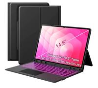 Funda para Samsung Galaxy Tab S11 Ultra/ S10 Ultra/ S9 Ultra /S8 Ultra de 14.6 pulgadas con teclado - Funda tipo libro con panel táctil - Teclado retroiluminado de 7 colores con soporte para S Pen