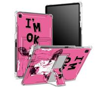 Funda para Samsung Galaxy Tab S6 Lite de 10.4 pulgadas 2022/2020 (SM-P610/P613/P615/P619) con soporte para bolígrafo, parte trasera transparente con vaca rosa I'm OK, funda de esquina a prueba de