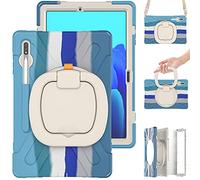Funda para Samsung Galaxy Tab S7 Plus 12.4 T970 T975, Carcasa Samsung Galaxy Tab S7 Plus 12.4 T970 T975, Funda Protectora Resistente para Niños con Soporte Giratorio & Correa de Hombro (Colorido Azul)