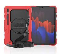 Funda para Samsung Galaxy Tab S7 Plus 12.4 T970 T975, función Atril, Correa para el Hombro, Soporte para bolígrafo, [360 Grados de Rotacion] Funda para Galaxy Tab S7 Plus 12.4 T970 T975 (Rojo)