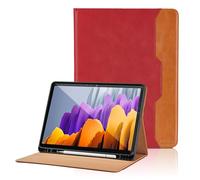 Funda para Samsung Galaxy Tab S8 2022/Samsung Galaxy Tab S7 2020 11'' PU Leather Ángulos Ajustables Tablet Case Incorporado para S Pen con Bolsillo y Reposo/Activación - Rojo