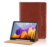 Funda para Samsung Galaxy Tab S8 2022/Samsung Galaxy Tab S7 2020 11'' PU Leather Ángulos Ajustables Tablet Case Incorporado para S Pen con Bolsillo y Reposo/Activación - Marrón