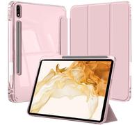 Funda para Samsung Galaxy Tab S8 Plus 2022/S7 FE 2021/S7 Plus 2020 12,4" | Rosa Case Folio Delgado para Tableta con Soporte S Pen Trasera Transparente con Base Tríptica Activación y Reposo Automáticos