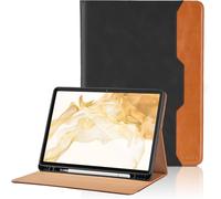 Funda para Samsung Galaxy Tab S8+ Plus 2022/Tab S7 FE 2021/Tab S7+Plus 2020 12.4" PU Leather Ángulos Ajustables Tablet Case Incorporado para S Pen con Bolsillo y Reposo/Activación - Negro