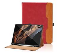 Funda para Samsung Galaxy Tab S8 Ultra 14,6 Pulgadas 2022 (SM-X900/X906) PU Leather Ángulos Ajustables Tablet Case con Supporto Funzione y Bolsillo, Auto Reposo/Activación - Rojo